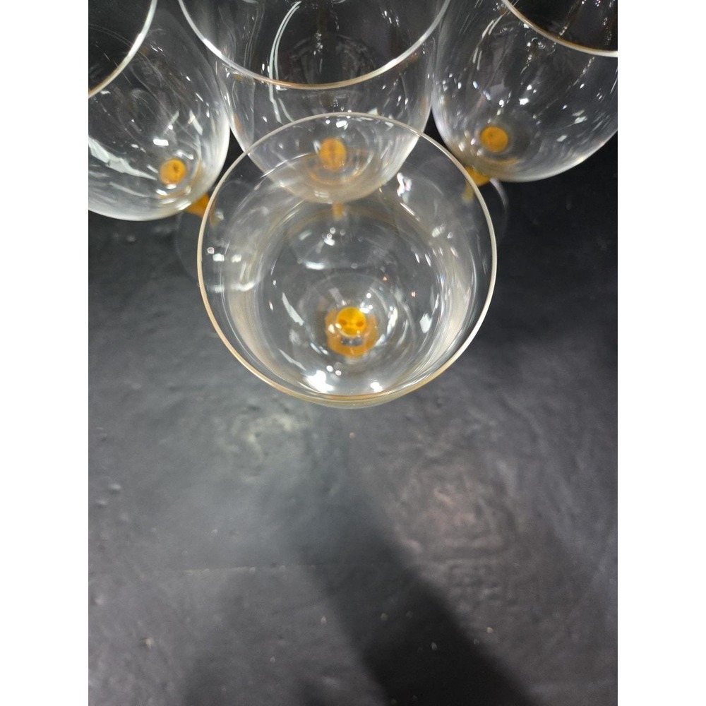 Mikasa Crystal‎ Tuscan Wine Glasses, Yellow Stem, Set of 4, Art Deco Drinkware - Picture 6 of 9